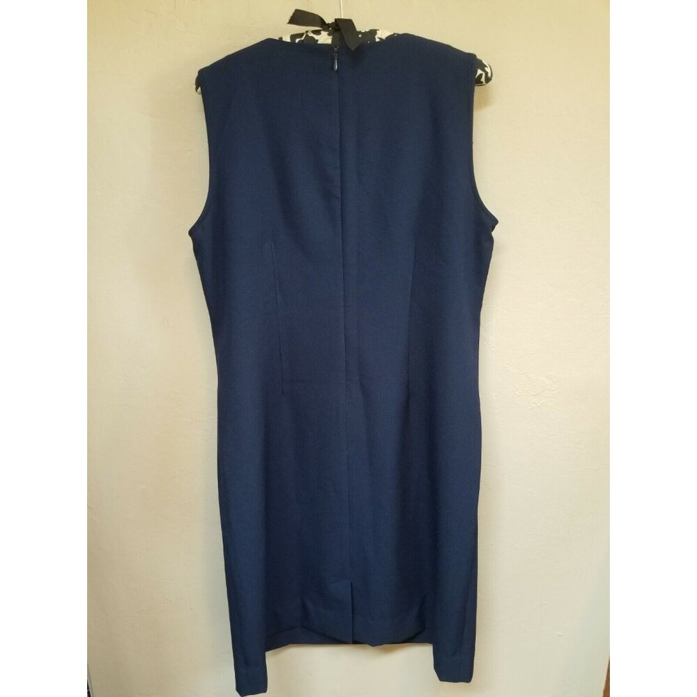 Vintage BFA Classics Womens Shift Dress Size 12P Navy Blue Back-Zip Sleeveless